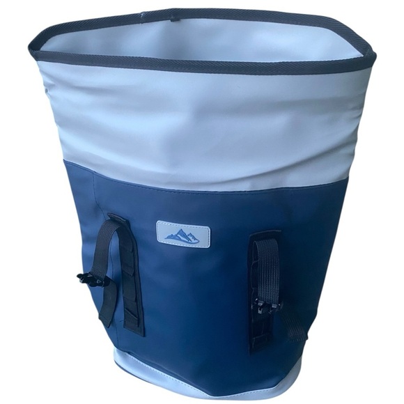 BACKPACK COOLER Blue Grey Roll-Top Velcro Closure Oversized New Without Tags - Picture 4 of 14